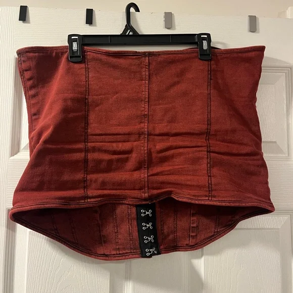 AKIRA Red Strapless Corset Top - Picture 3 of 6